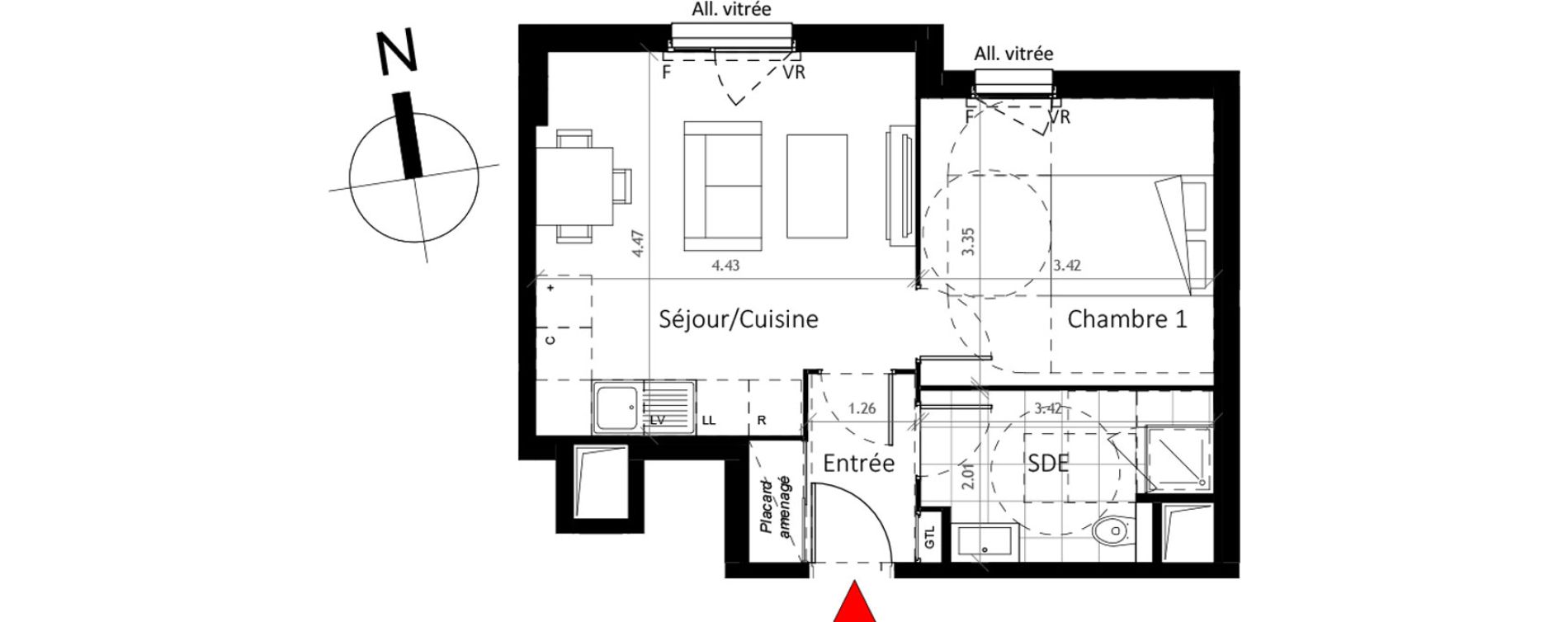 Appartement T2 de 40,10 m2 &agrave; Boissy-Saint-L&eacute;ger La charmeraie