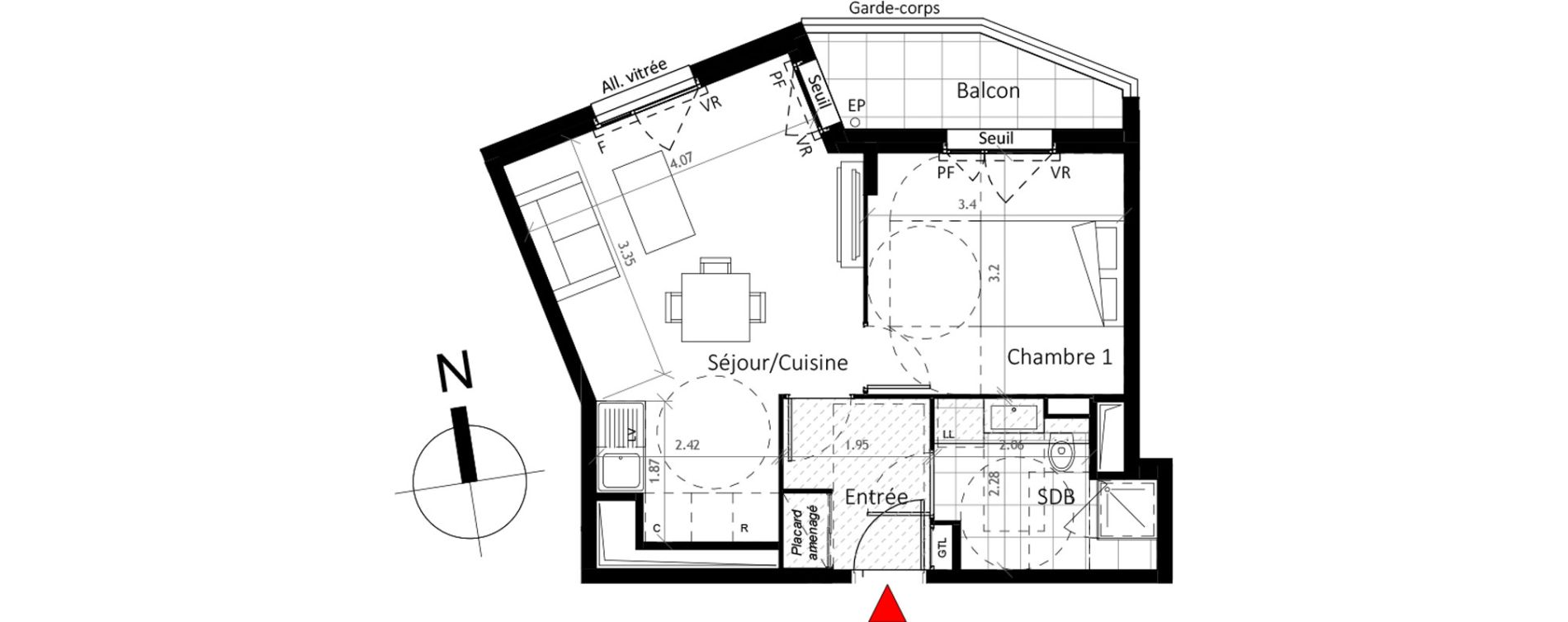 Appartement T2 de 40,90 m2 &agrave; Boissy-Saint-L&eacute;ger La charmeraie