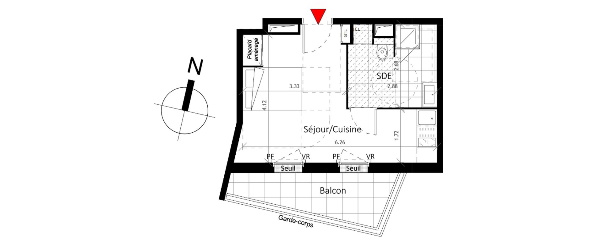 Appartement T1 de 26,50 m2 &agrave; Boissy-Saint-L&eacute;ger La charmeraie