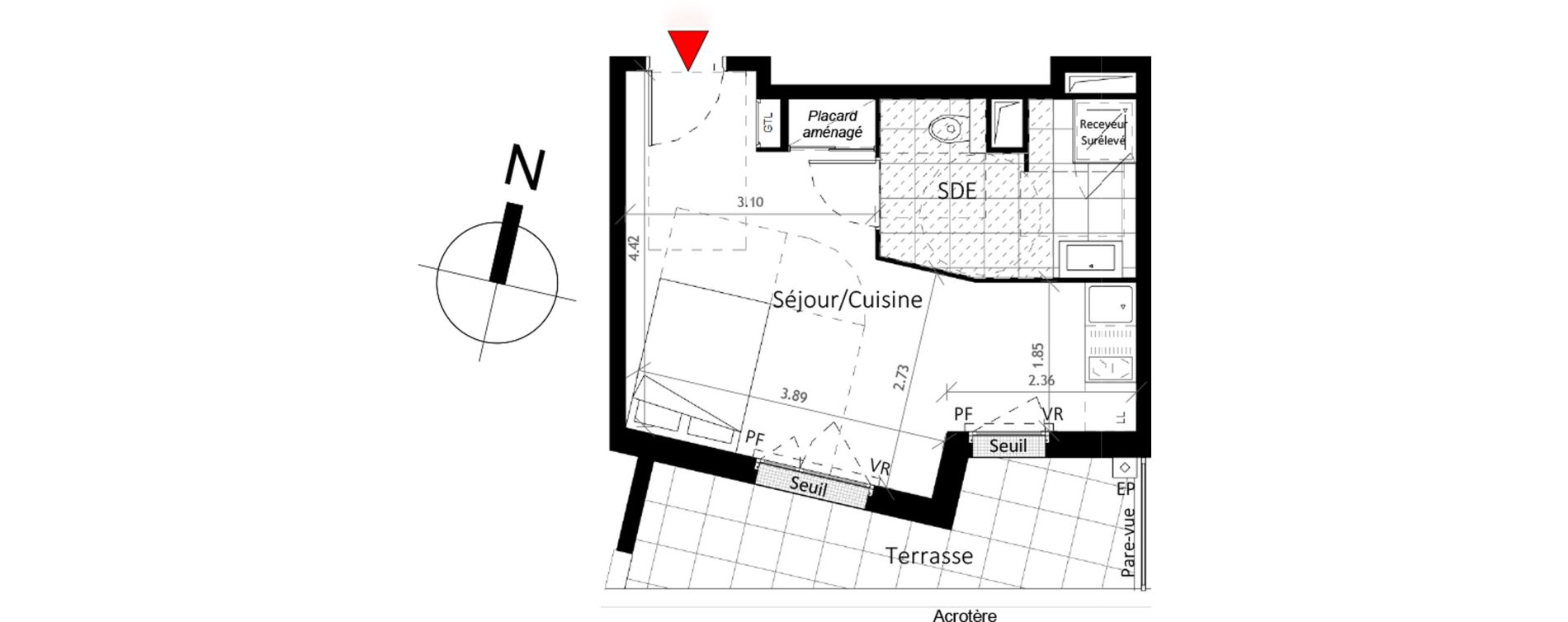 Appartement T1 de 27,40 m2 &agrave; Boissy-Saint-L&eacute;ger La charmeraie
