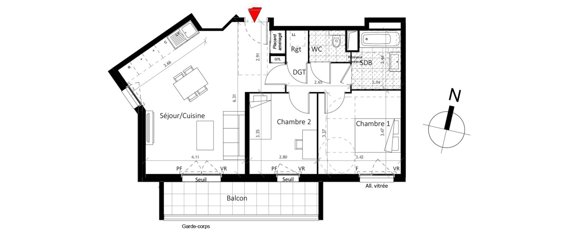 Appartement T3 de 62,40 m2 &agrave; Boissy-Saint-L&eacute;ger La charmeraie