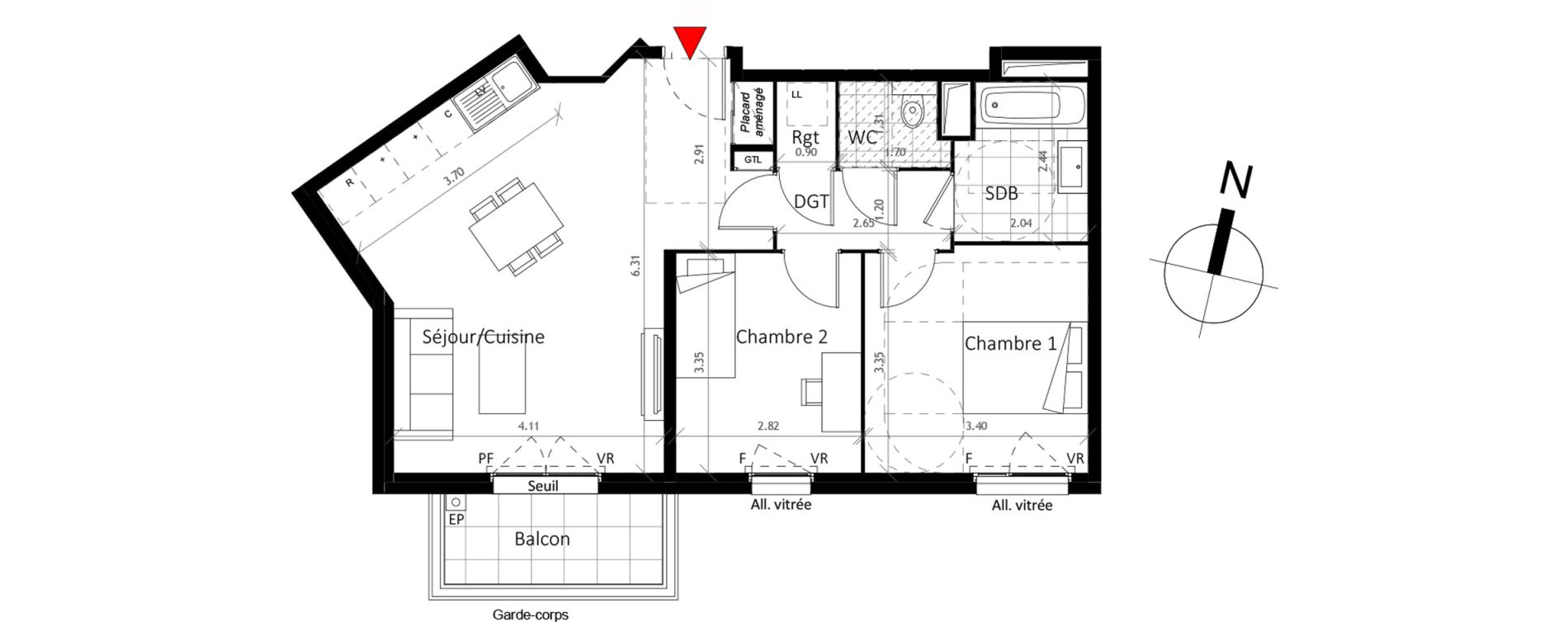 Appartement T3 de 62,30 m2 &agrave; Boissy-Saint-L&eacute;ger La charmeraie