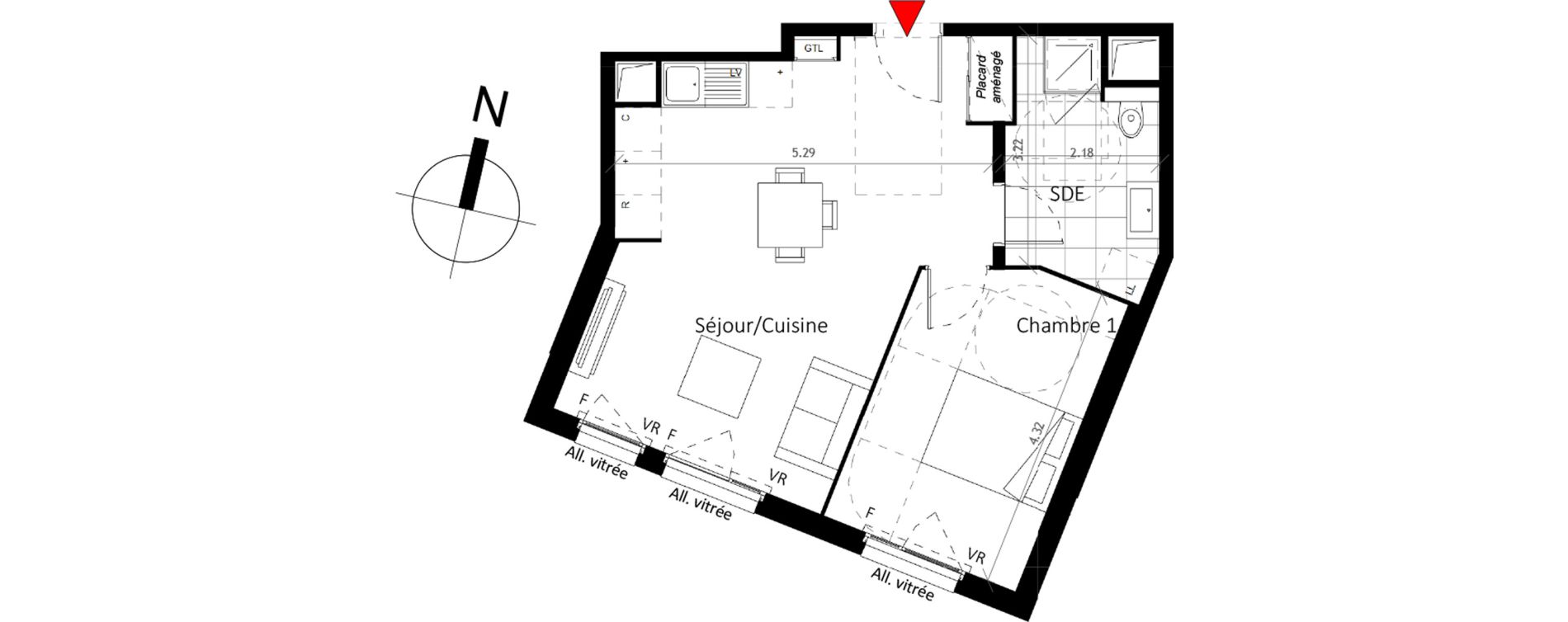 Appartement T2 de 46,30 m2 &agrave; Boissy-Saint-L&eacute;ger La charmeraie