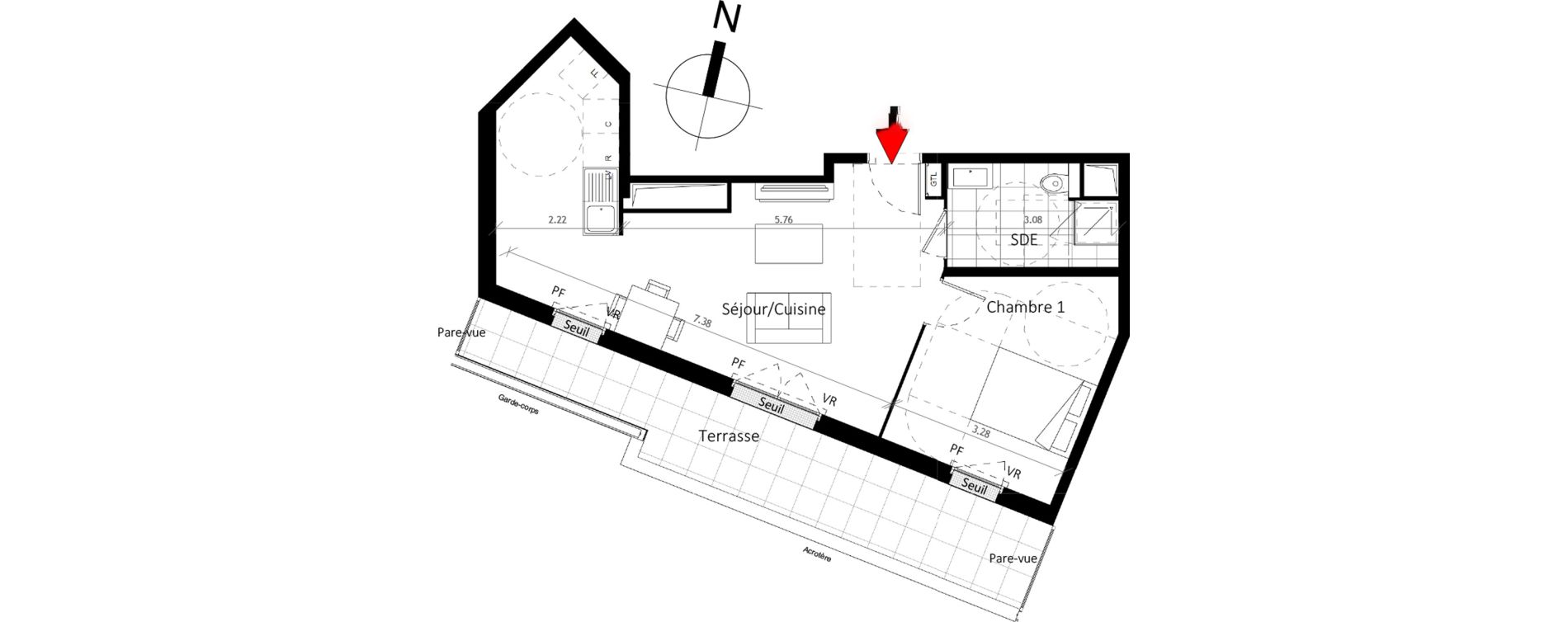 Appartement T2 de 47,00 m2 &agrave; Boissy-Saint-L&eacute;ger La charmeraie