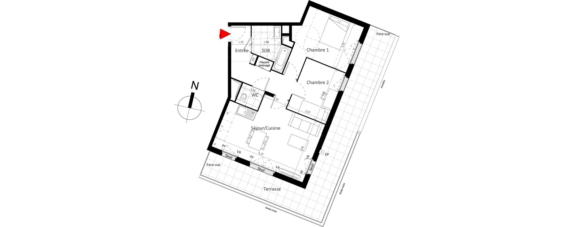 Appartement T3 de 62,20 m2 &agrave; Boissy-Saint-L&eacute;ger La charmeraie