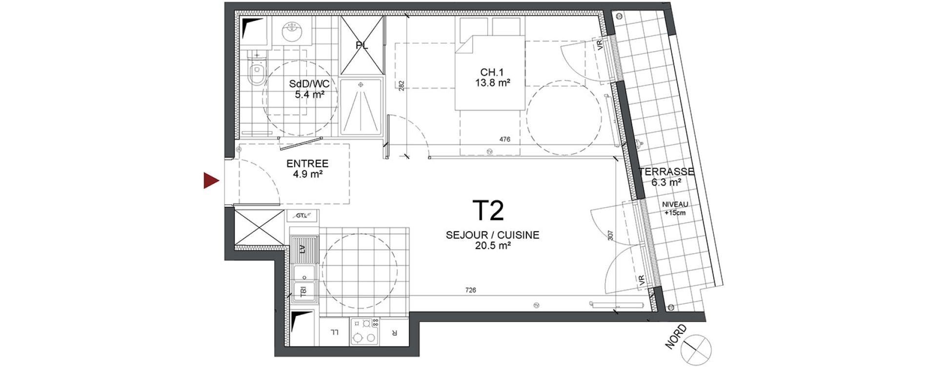 Appartement T2 de 44,60 m2 &agrave; Bonneuil-Sur-Marne Centre