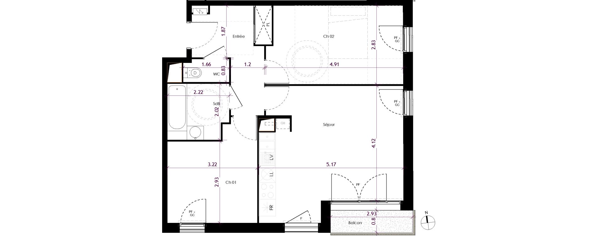 Appartement T3 de 59,40 m2 &agrave; Bry-Sur-Marne Centre