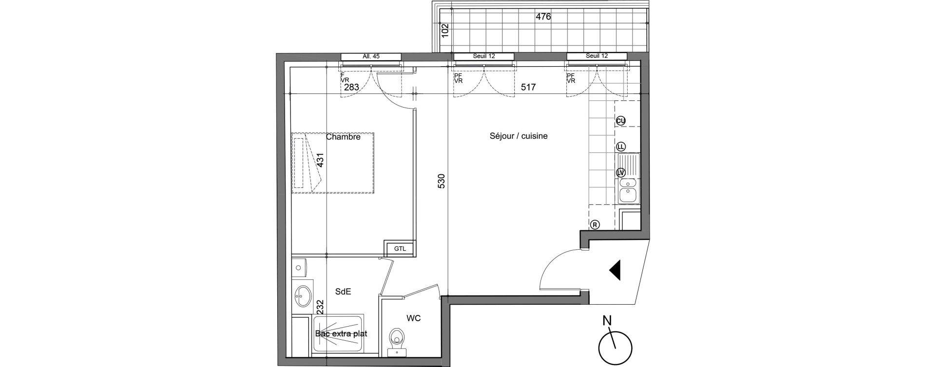 Appartement T2 de 43,55 m2 &agrave; Champigny-Sur-Marne Plant