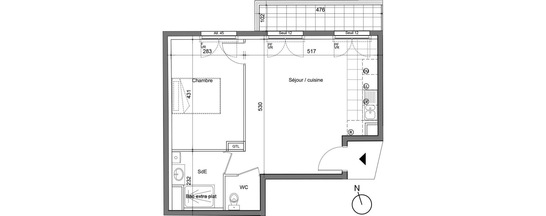 Appartement T2 de 43,55 m2 &agrave; Champigny-Sur-Marne Plant
