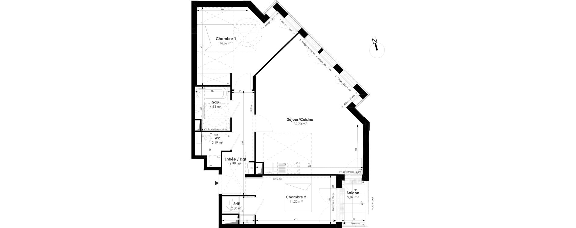 Appartement T3 de 75,82 m2 &agrave; Champigny-Sur-Marne Centre ville