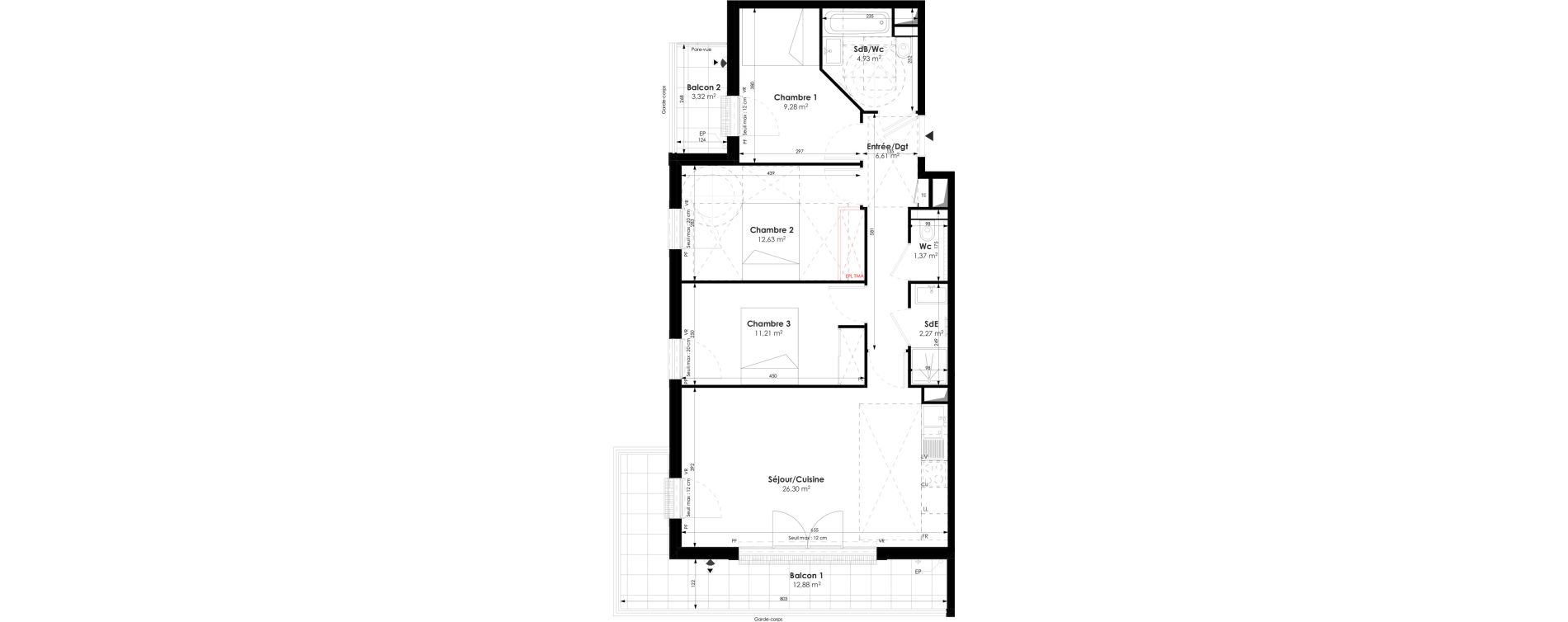 Appartement T4 de 74,60 m2 &agrave; Champigny-Sur-Marne Centre ville