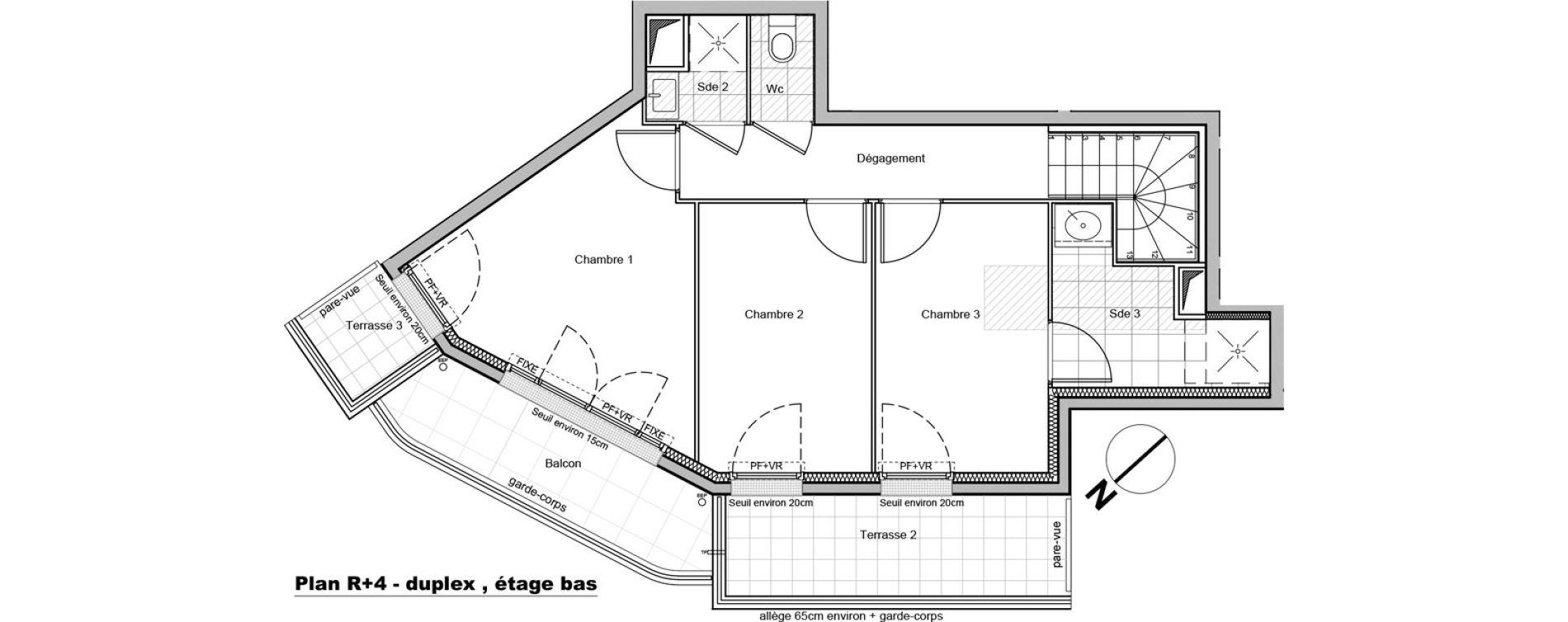 Duplex T4 de 94,30 m2 &agrave; Champigny-Sur-Marne Mordacs