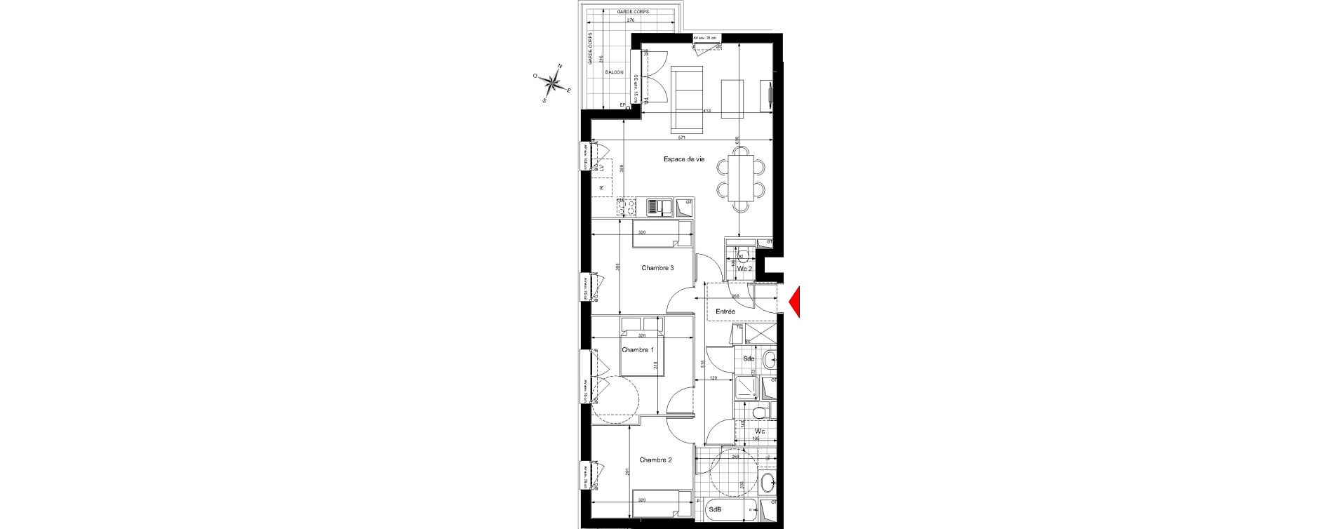 Appartement T4 de 78,64 m2 &agrave; Champigny-Sur-Marne Tremblay