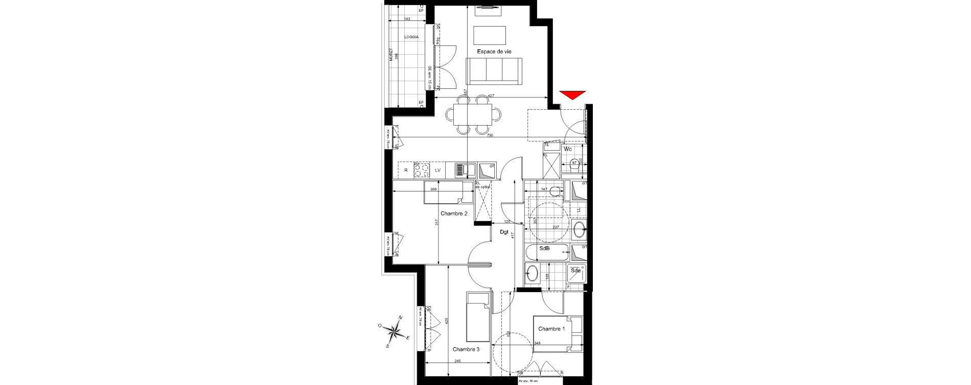 Appartement T4 de 80,56 m2 &agrave; Champigny-Sur-Marne Tremblay