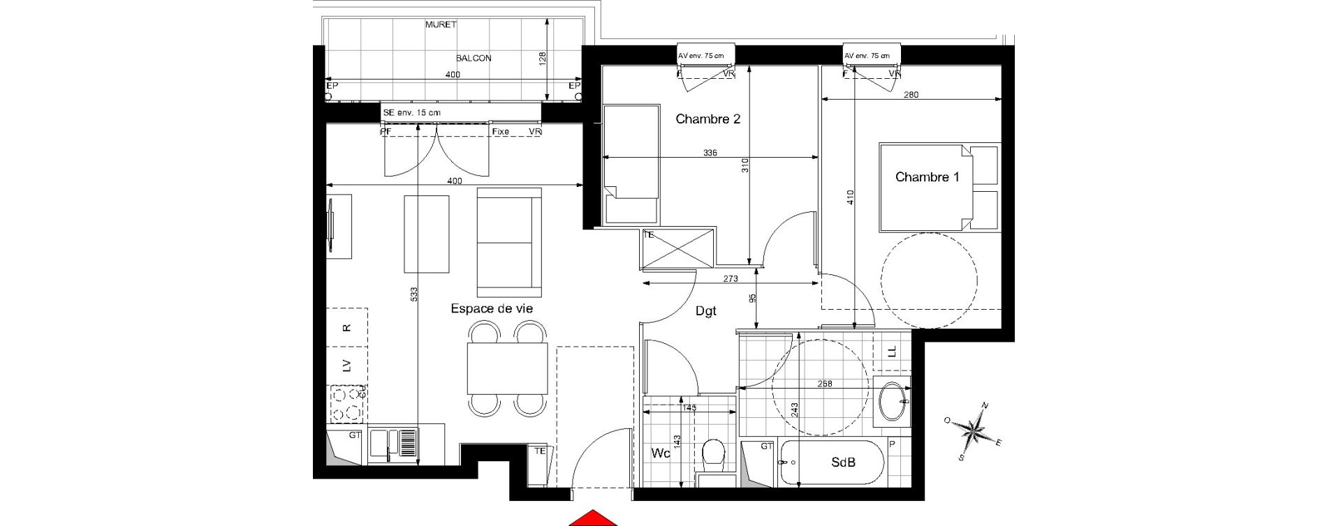 Appartement T3 de 57,64 m2 &agrave; Champigny-Sur-Marne Tremblay