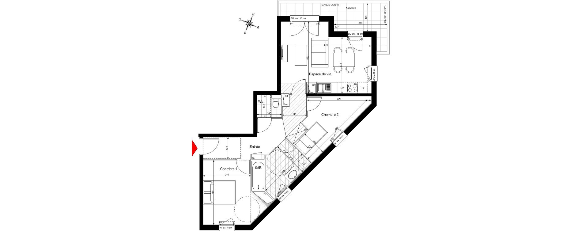 Appartement T3 de 59,30 m2 &agrave; Champigny-Sur-Marne Tremblay