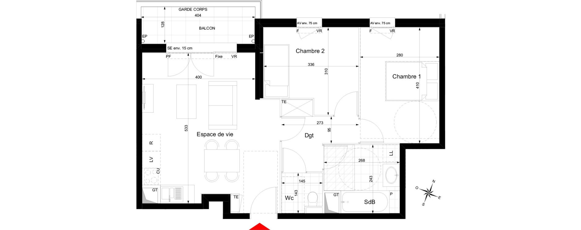 Appartement T3 de 57,64 m2 &agrave; Champigny-Sur-Marne Tremblay