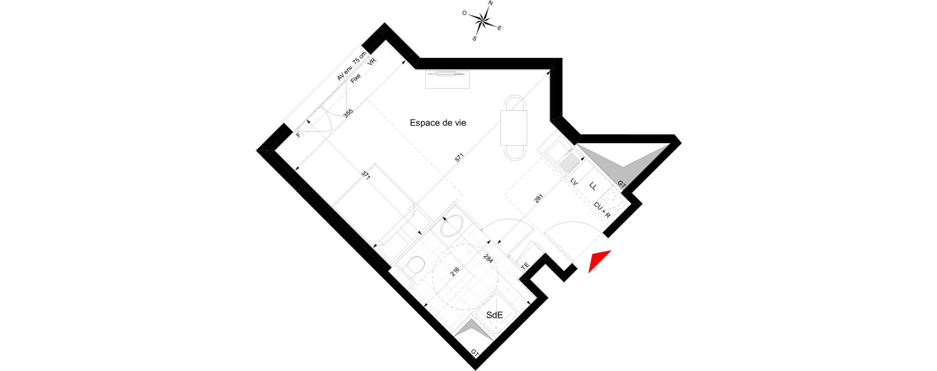 Appartement T1 de 29,50 m2 &agrave; Champigny-Sur-Marne Tremblay