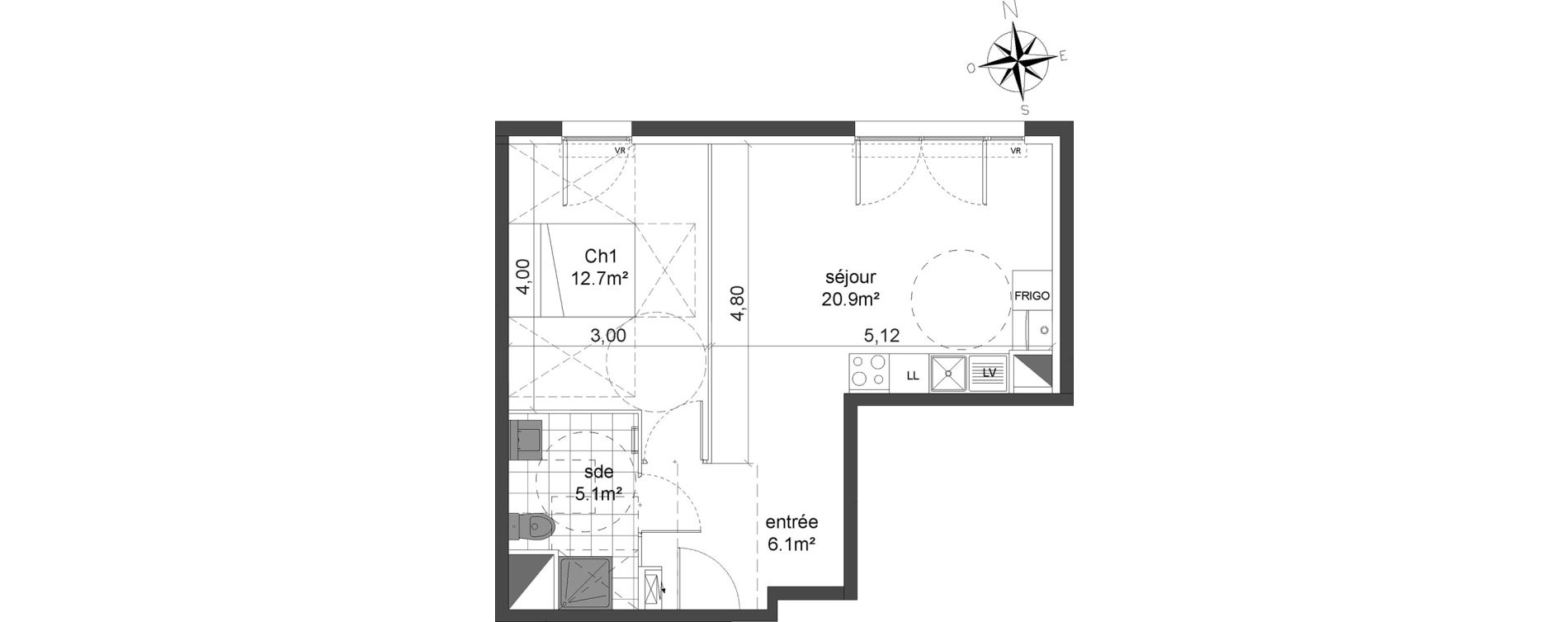 Appartement T2 de 44,80 m2 &agrave; Champigny-Sur-Marne Coeuilly