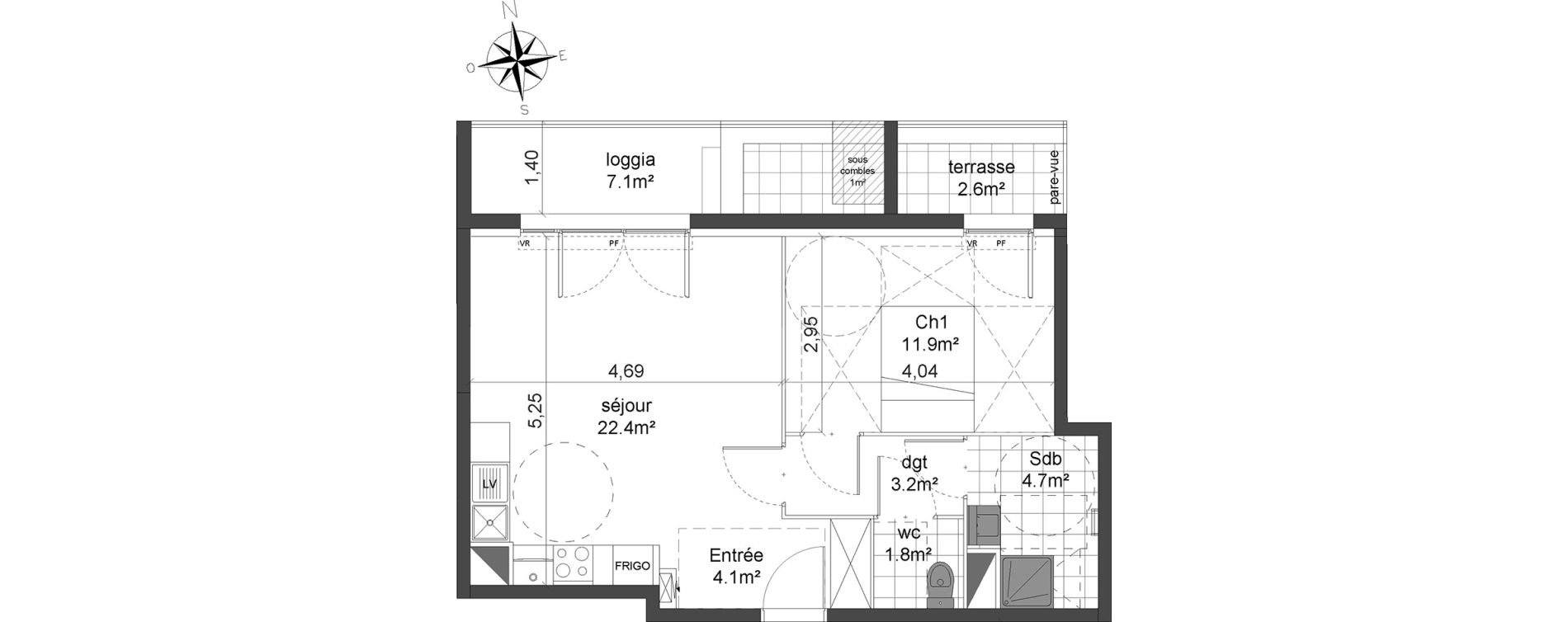 Appartement T2 de 48,10 m2 &agrave; Champigny-Sur-Marne Coeuilly
