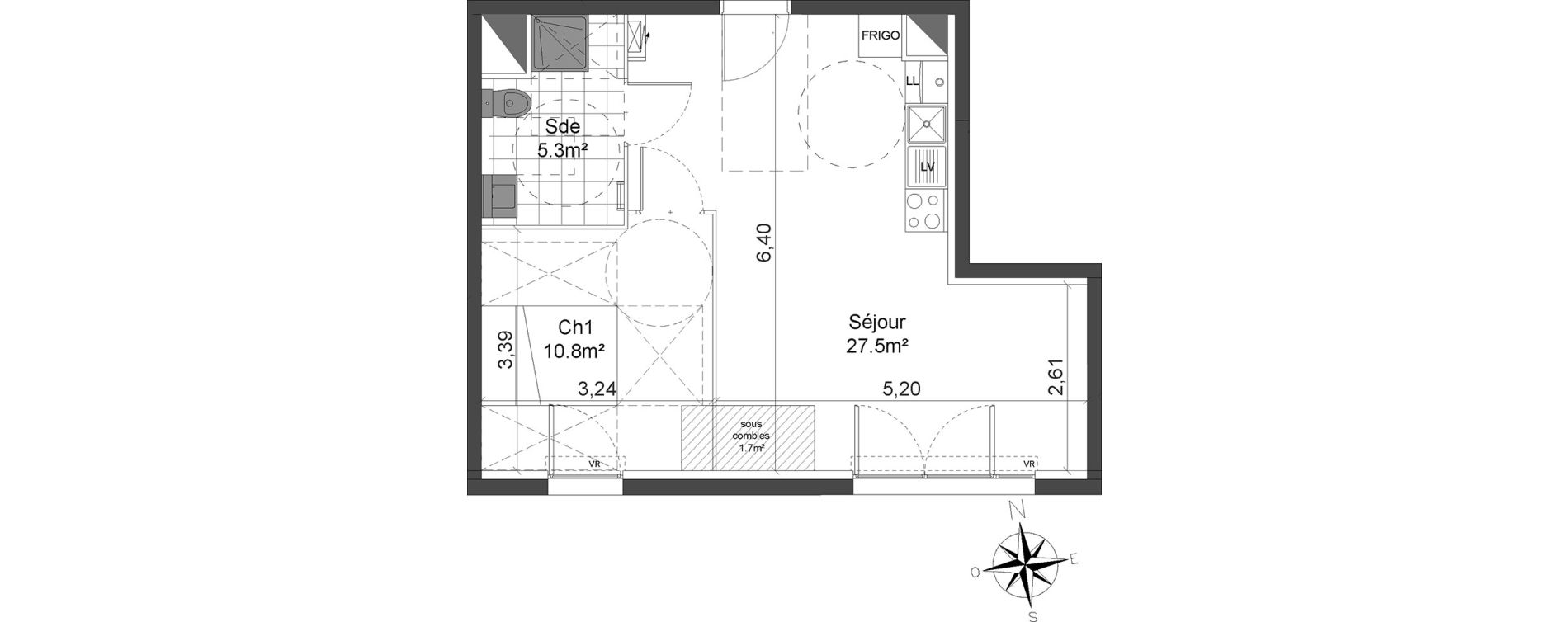 Appartement T2 de 43,60 m2 &agrave; Champigny-Sur-Marne Coeuilly