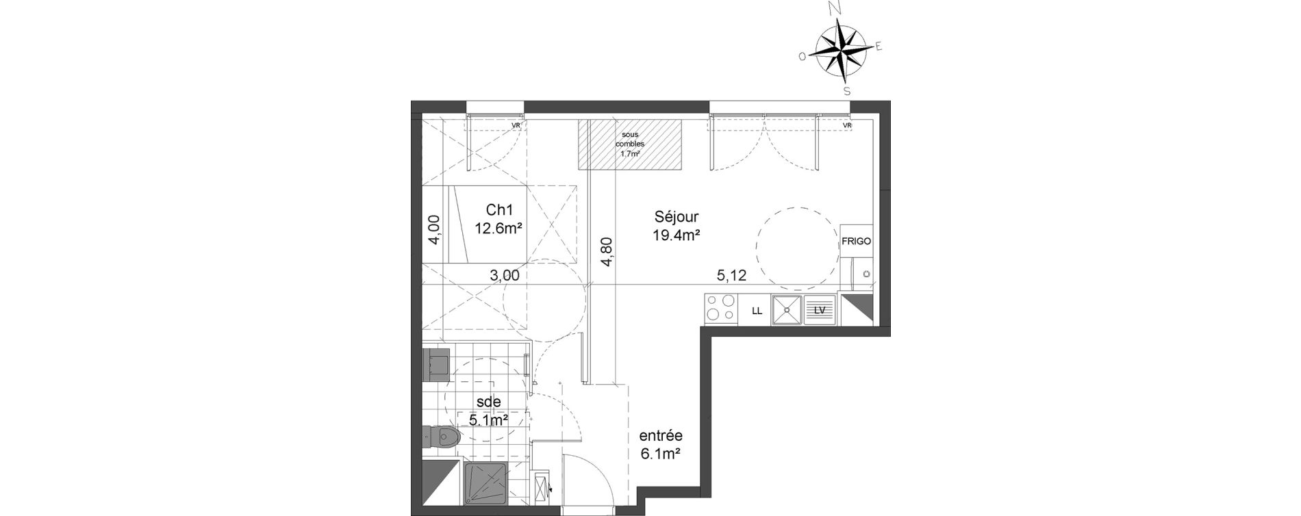 Appartement T2 de 43,20 m2 &agrave; Champigny-Sur-Marne Coeuilly