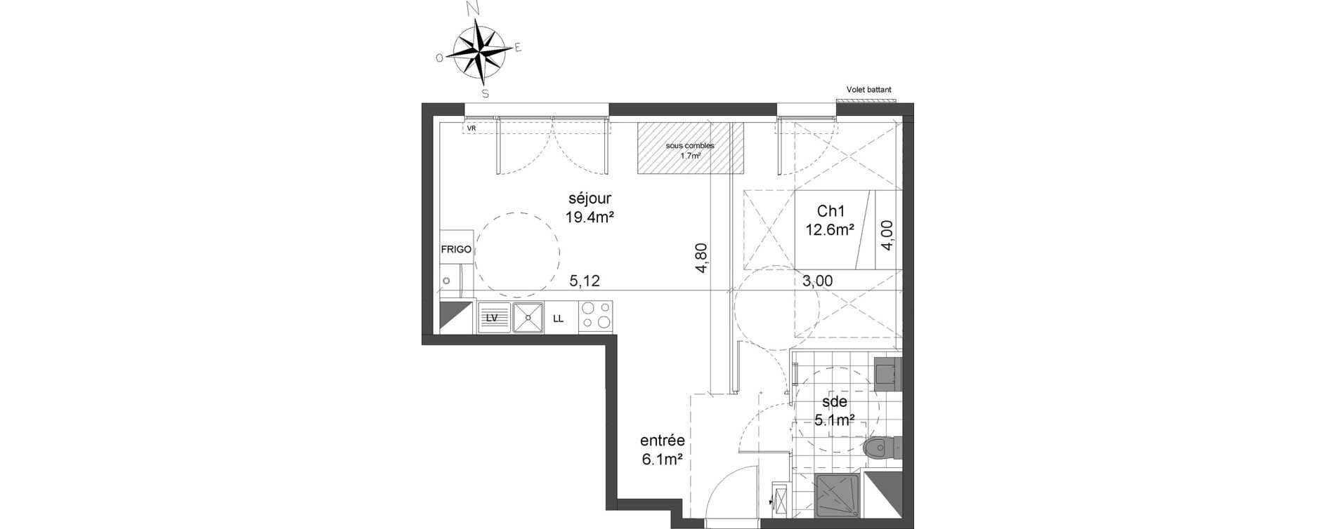 Appartement T2 de 43,20 m2 &agrave; Champigny-Sur-Marne Coeuilly