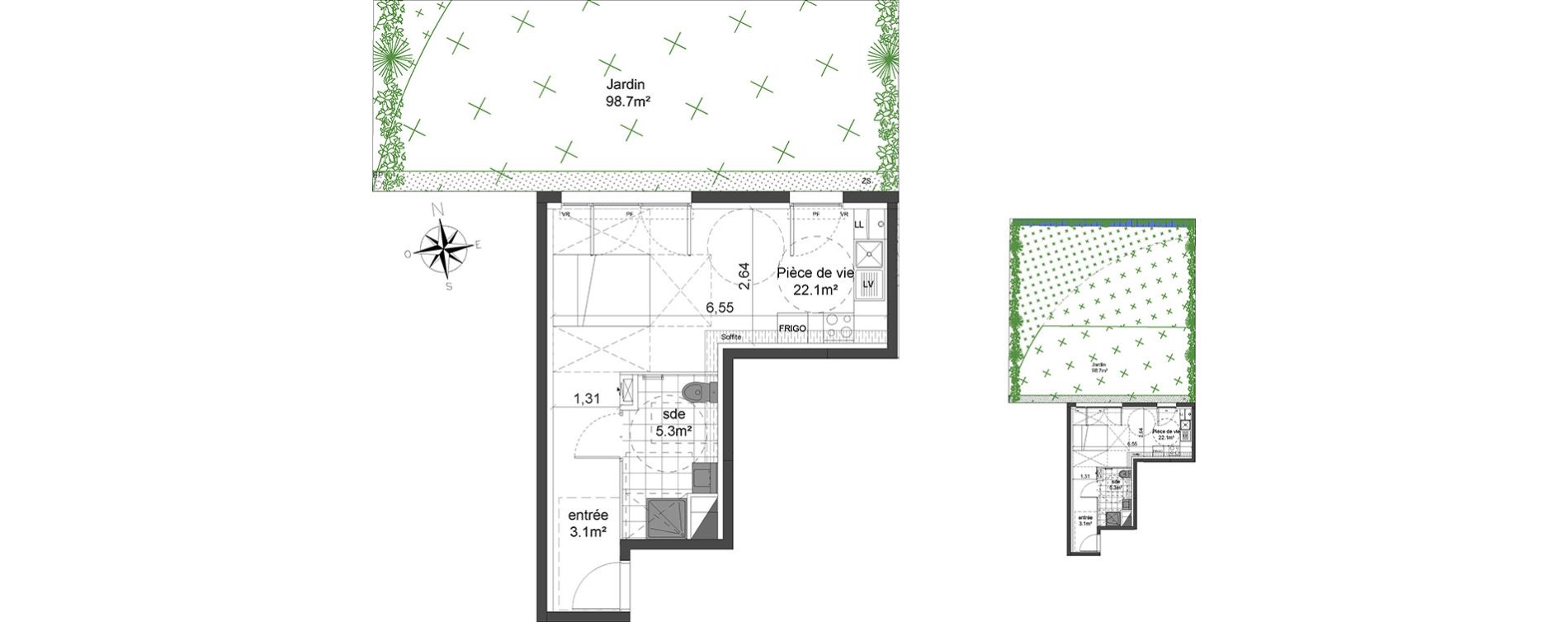 Appartement T1 de 30,50 m2 &agrave; Champigny-Sur-Marne Coeuilly