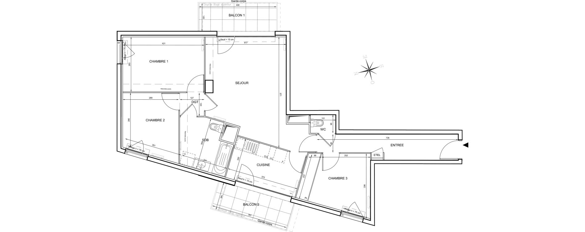 Appartement T4 de 79,74 m2 &agrave; Champigny-Sur-Marne Champigny sur marne centre ville