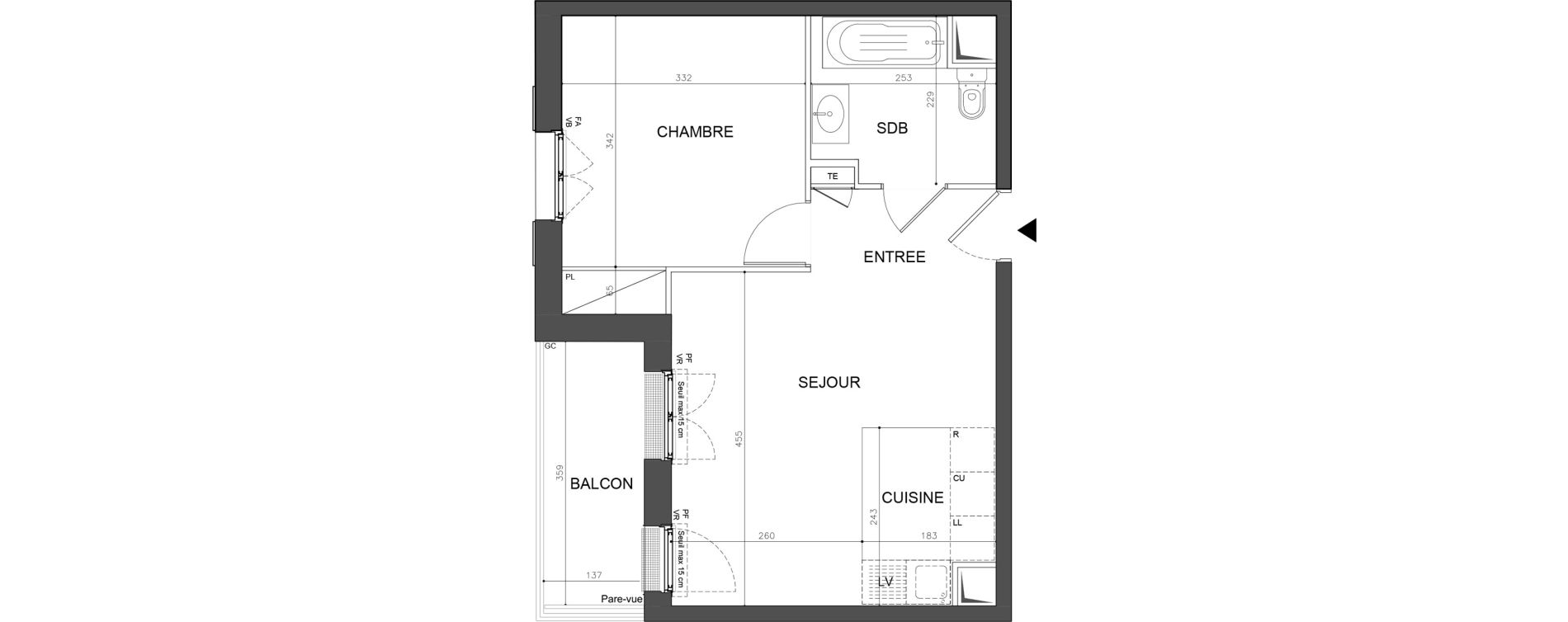 Appartement T2 de 40,04 m2 &agrave; Champigny-Sur-Marne Plant