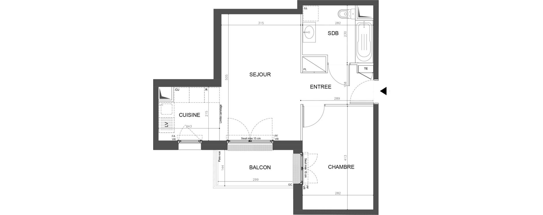 Appartement T2 de 42,93 m2 &agrave; Champigny-Sur-Marne Plant