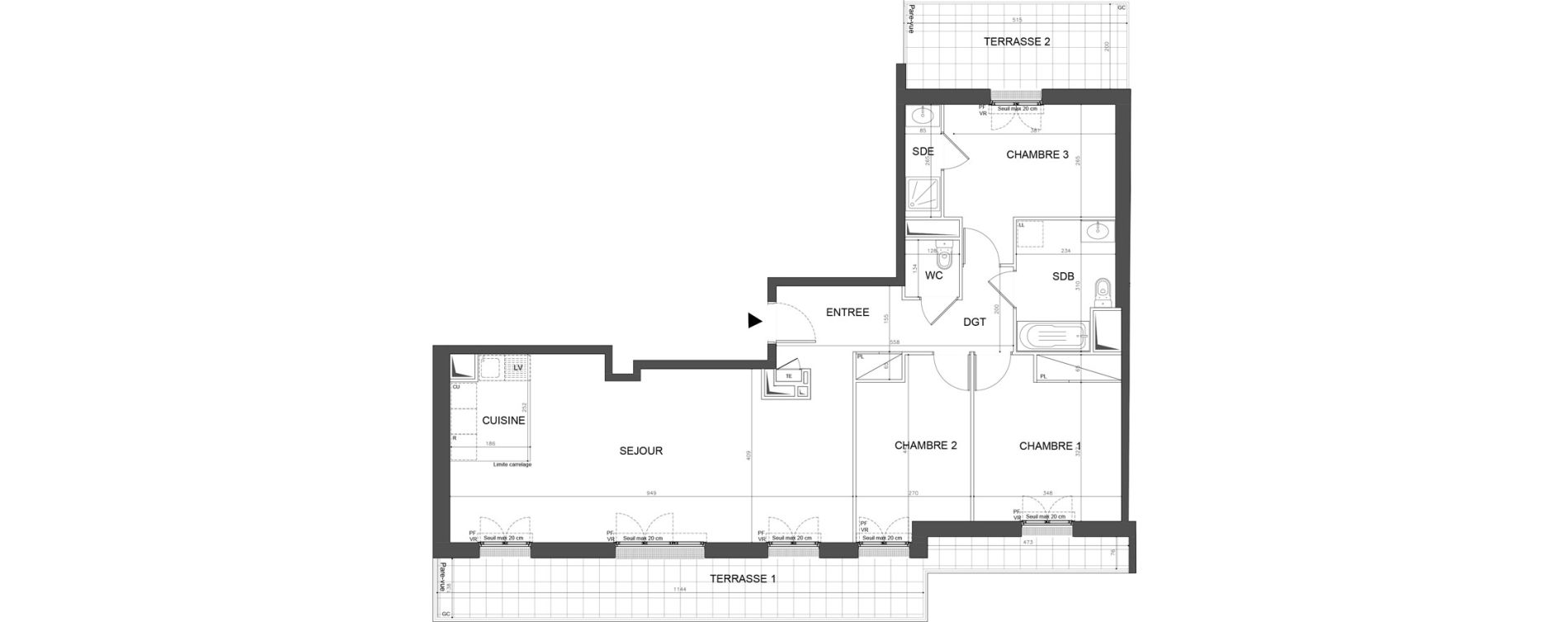 Appartement T4 de 94,45 m2 &agrave; Champigny-Sur-Marne Plant