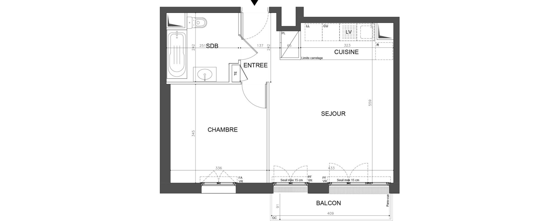 Appartement T2 de 42,98 m2 &agrave; Champigny-Sur-Marne Plant