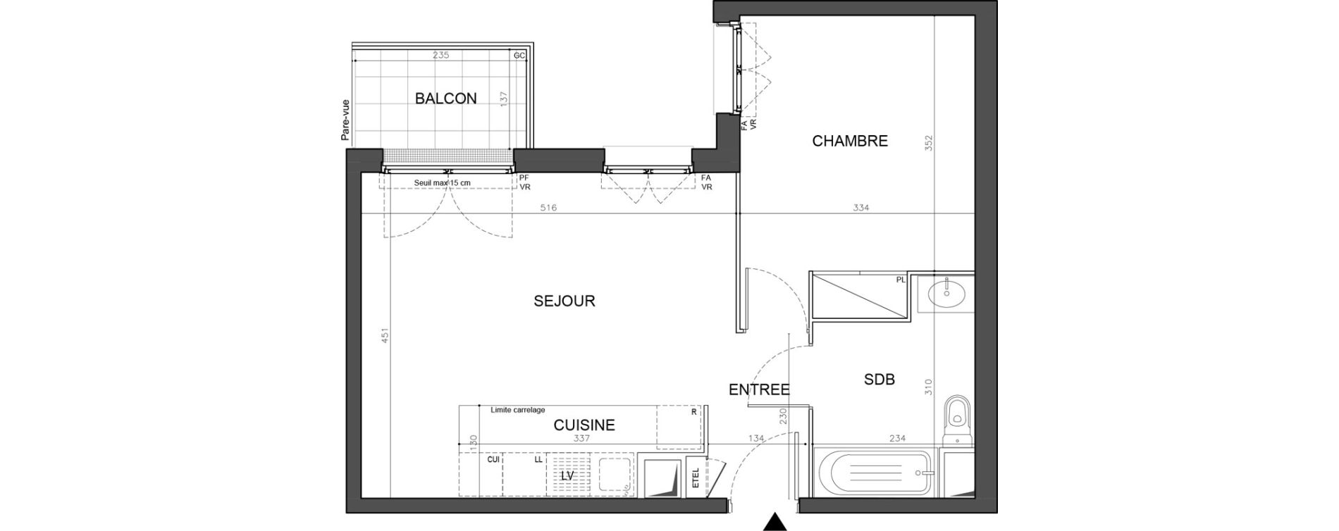 Appartement T2 de 44,21 m2 &agrave; Champigny-Sur-Marne Plant