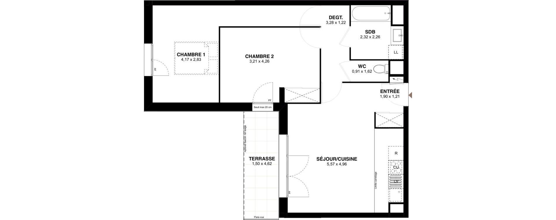 Appartement T3 de 65,44 m2 &agrave; Champigny-Sur-Marne Maroc