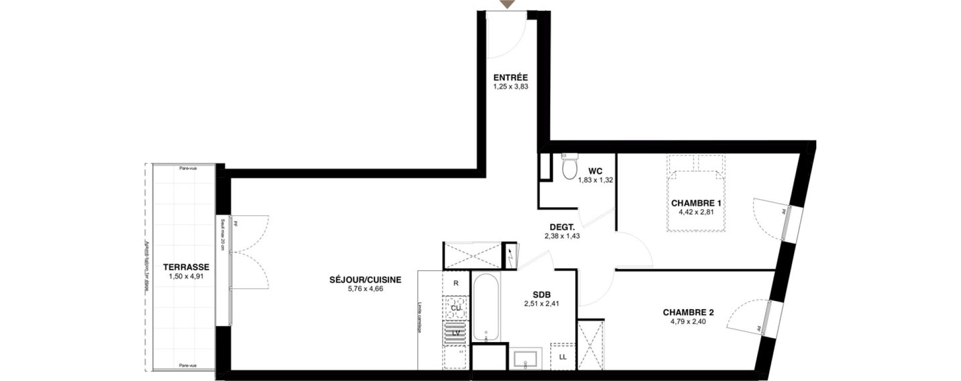 Appartement T3 de 67,70 m2 &agrave; Champigny-Sur-Marne Maroc