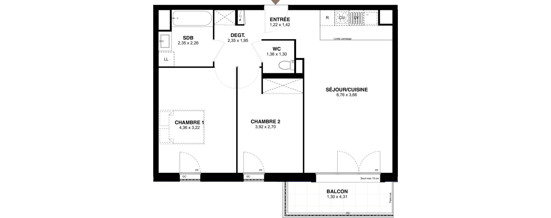 Appartement T3 de 62,72 m2 &agrave; Champigny-Sur-Marne Maroc