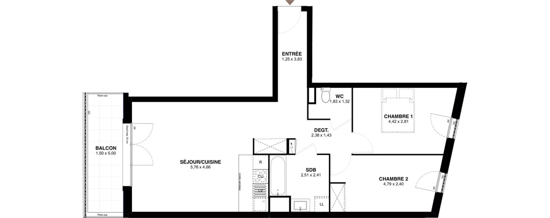 Appartement T3 de 67,70 m2 &agrave; Champigny-Sur-Marne Maroc