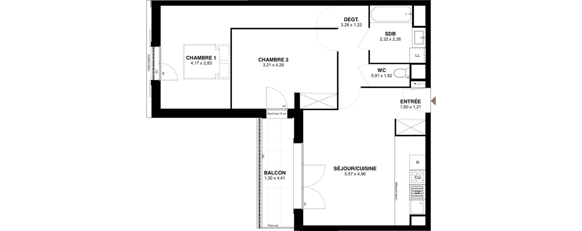 Appartement T3 de 65,44 m2 &agrave; Champigny-Sur-Marne Maroc