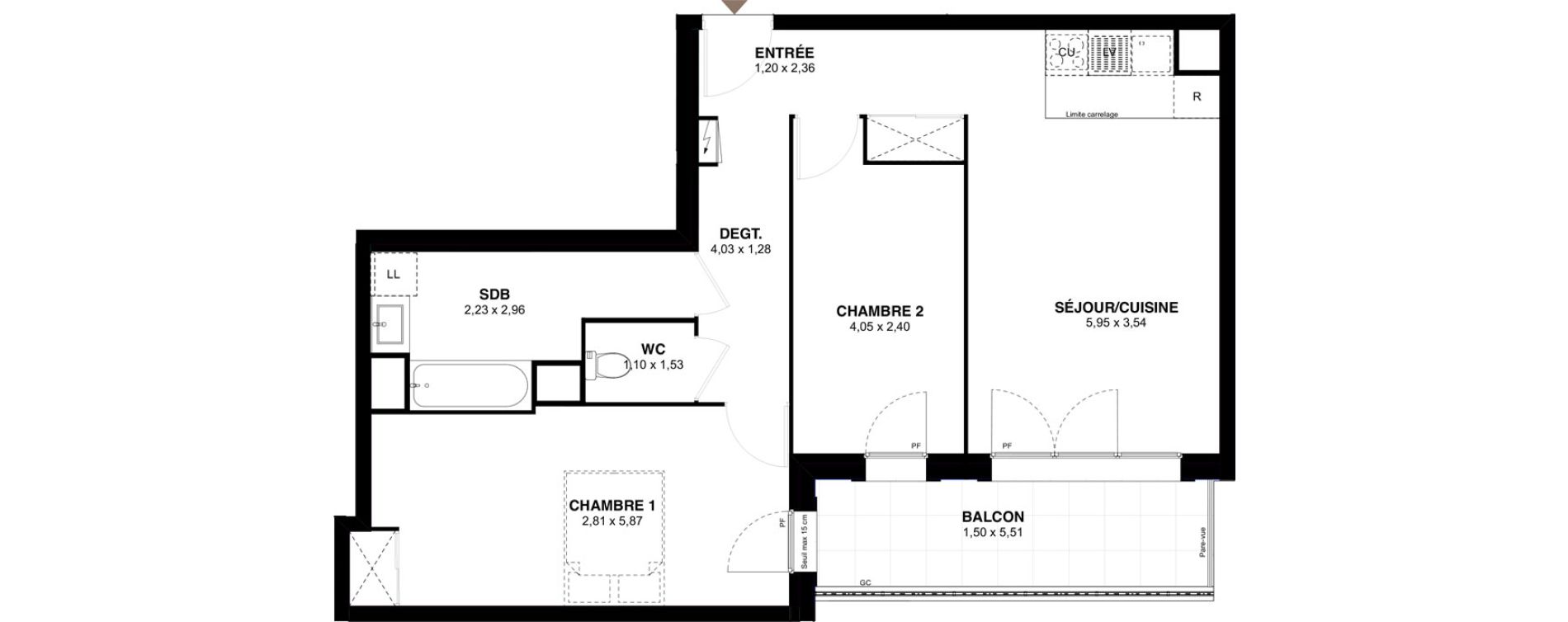 Appartement T3 de 66,79 m2 &agrave; Champigny-Sur-Marne Maroc