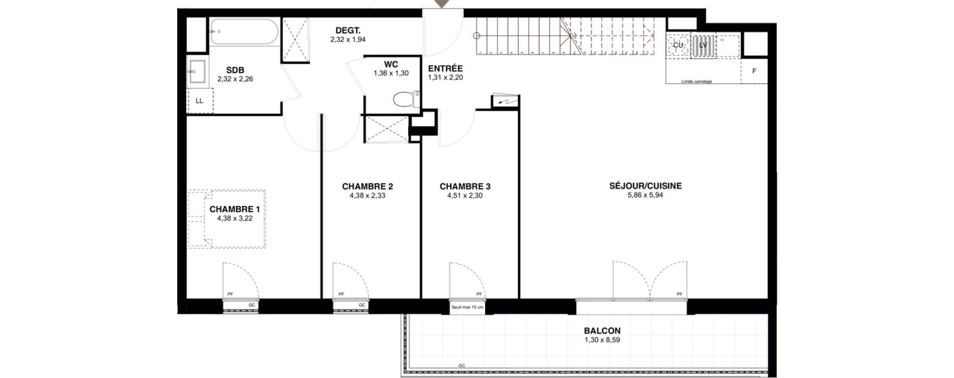 Appartement T4 de 87,93 m2 &agrave; Champigny-Sur-Marne Maroc