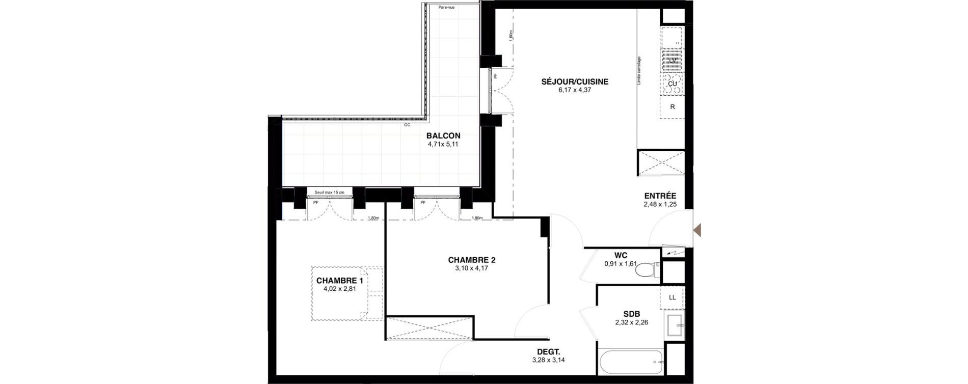 Appartement T3 de 66,50 m2 &agrave; Champigny-Sur-Marne Maroc