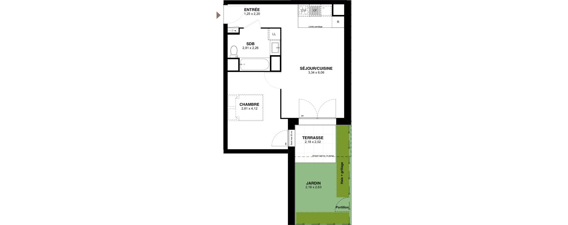 Appartement T2 de 40,82 m2 &agrave; Champigny-Sur-Marne Maroc