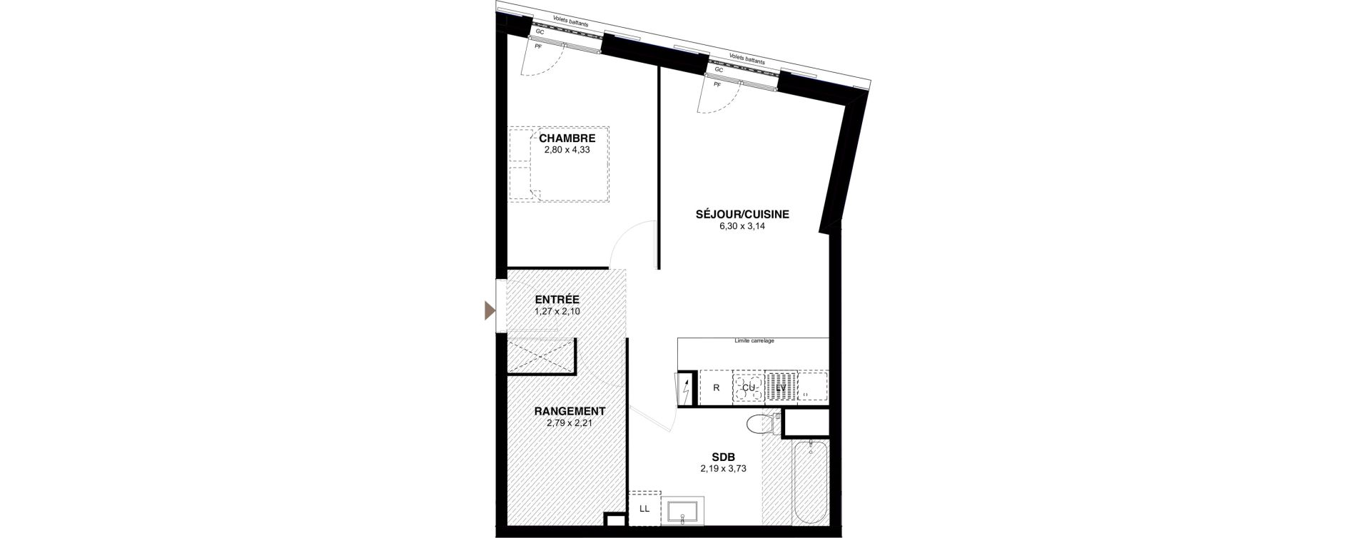 Appartement T2 de 49,43 m2 &agrave; Champigny-Sur-Marne Maroc