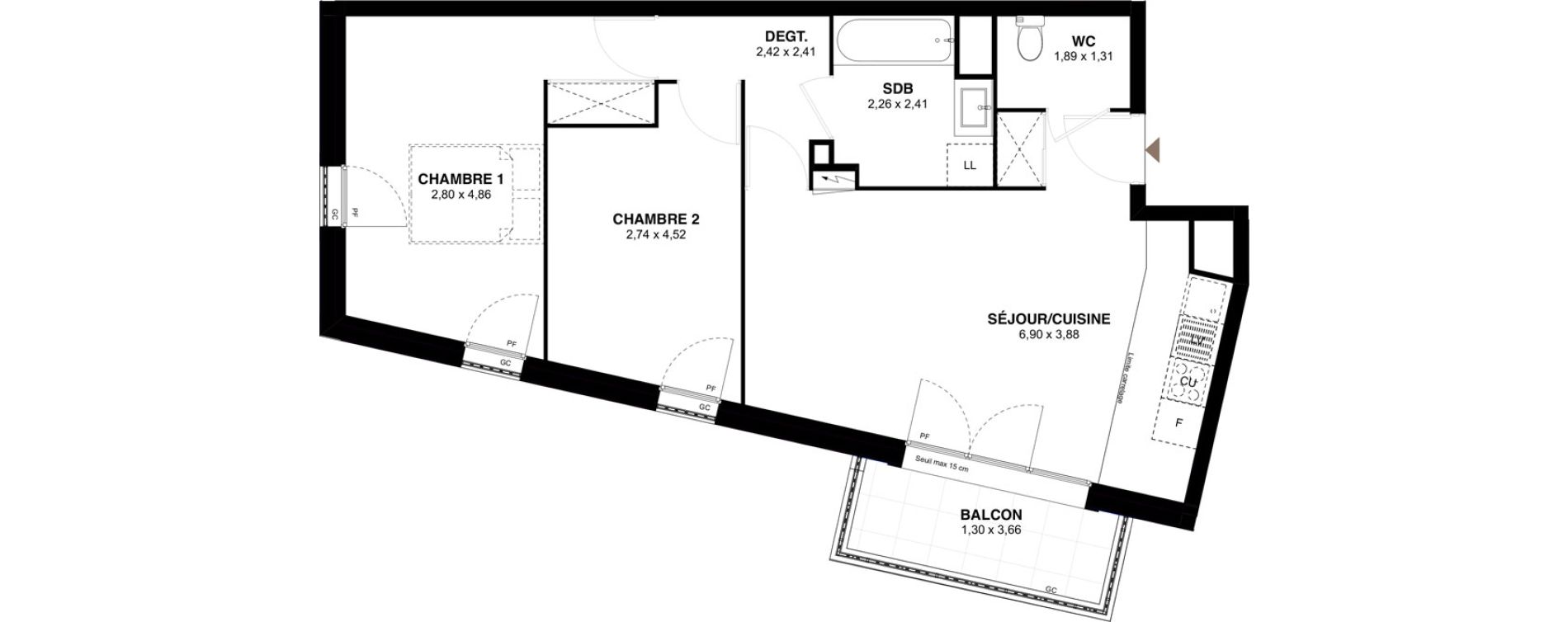 Appartement T3 de 62,76 m2 &agrave; Champigny-Sur-Marne Maroc