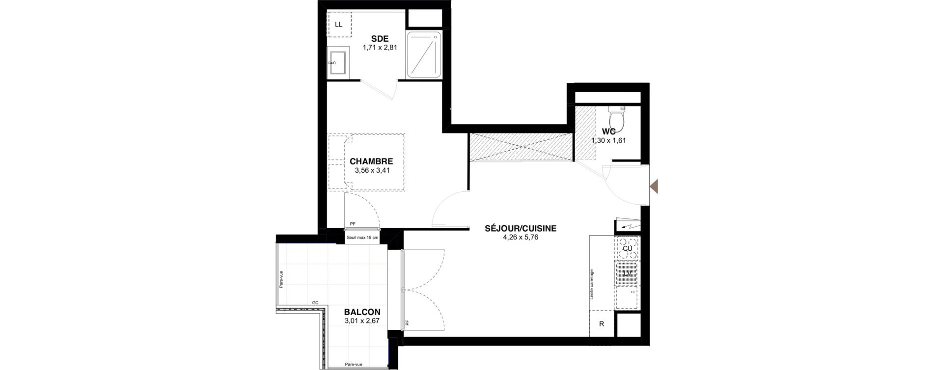 Appartement T2 de 40,75 m2 &agrave; Champigny-Sur-Marne Maroc