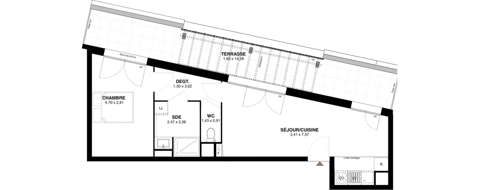 Appartement T2 de 45,23 m2 &agrave; Champigny-Sur-Marne Maroc