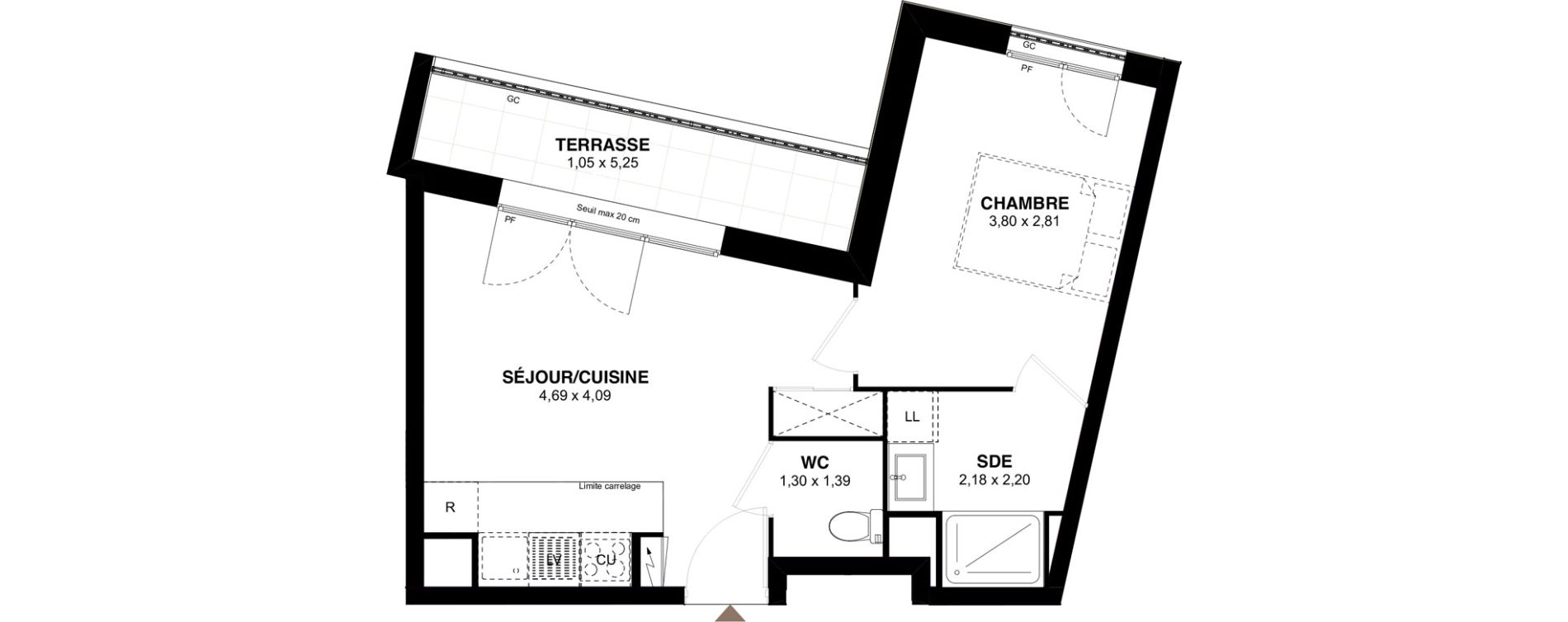 Appartement T2 de 36,19 m2 &agrave; Champigny-Sur-Marne Maroc