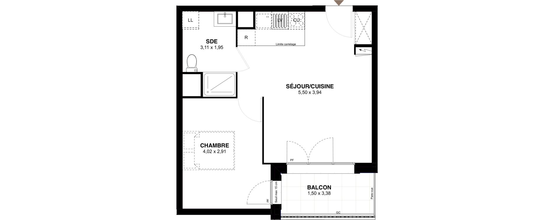 Appartement T2 de 41,83 m2 &agrave; Champigny-Sur-Marne Maroc