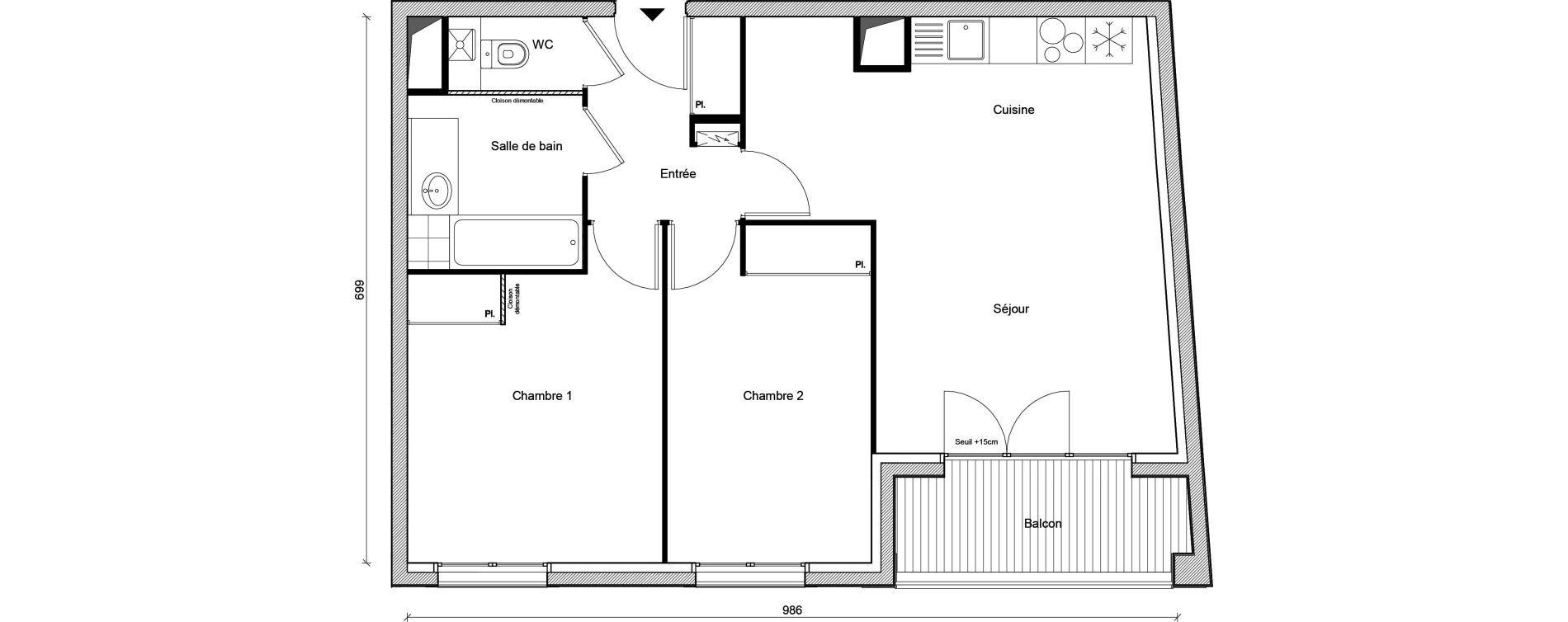 Appartement T3 de 59,89 m2 &agrave; Champigny-Sur-Marne Centre ville